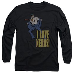 Dc Comics - Mens I Love Nerds Long Sleeve Shirt In Black