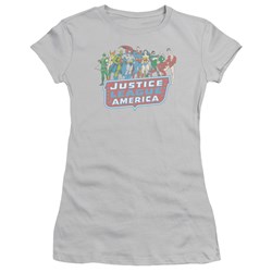 Justice League - Jla Lineup Juniors T-Shirt In Silver