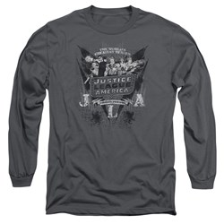 Dc Comics - Mens Greatest Heroes Long Sleeve Shirt In Charcoal