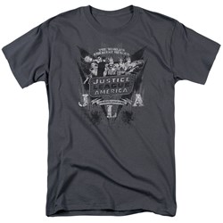 Justice League - Greatest Heroes Adult T-Shirt In Charcoal
