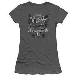 Justice League - Greatest Heroes Juniors T-Shirt In Charcoal
