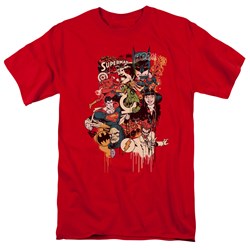 Dc Originals - Dripping Characters Adult T-Shirt In Red