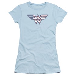 Wonder Woman - Red White & Blue Juniors T-Shirt In Light Blue