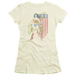 Wonder Woman - Usa Banner Juniors T-Shirt In Cream