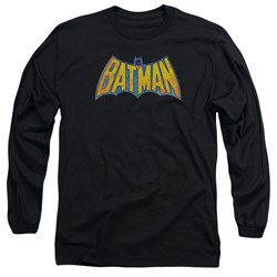 Dc Comics - Mens Batman Neon Distress Logo Long Sleeve Shirt In Black