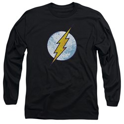Dc Comics - Mens Flash Neon Distress Logo Long Sleeve Shirt In Black