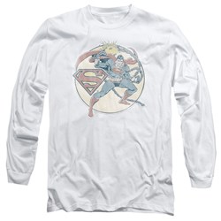 Dc Comics - Mens Retro Superman Iron On Long Sleeve Shirt In White