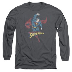 Dc Comics - Mens Desaturated Superman Long Sleeve Shirt In Charcoal