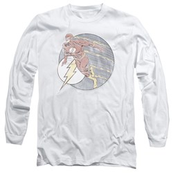 Dc Comics - Mens Retro Flash Iron On Long Sleeve Shirt In White