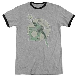 Dc Comics - Mens Retro Lantern Iron On Ringer T-Shirt In Heather/Black