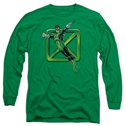 Dc Comics - Mens Green Cross Long Sleeve Shirt In Kelly Green