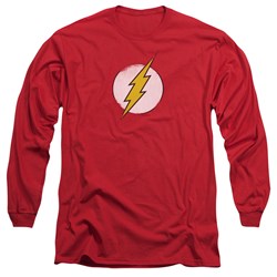 Dc Comics - Mens Rough Flash Logo Long Sleeve Shirt In Red