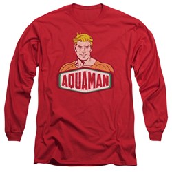 Dc Comics - Mens Aquaman Sign Long Sleeve Shirt In Red