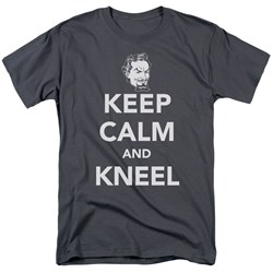 Dc Comics - Mens Keep Calm And Kneel T-Shirt In Charcoal