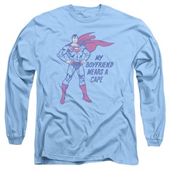 Dc Comics - Mens Wears A Cape Long Sleeve Shirt In Carolina Blue