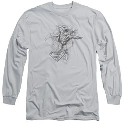 Dc Comics - Mens Flying Flex Long Sleeve Shirt In Silver