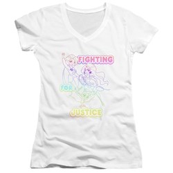 Dc Superhero Girls - Juniors Fighting For Justice V-Neck T-Shirt