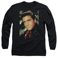 Elvis Presley - Mens Red Scarf Long Sleeve Shirt In Black