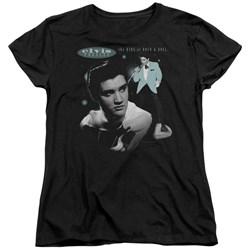 Elvis - Teal Portrait Womens T-Shirt In Black
