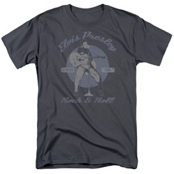 Elvis - Rock & Roll Adult T-Shirt In Charcoal