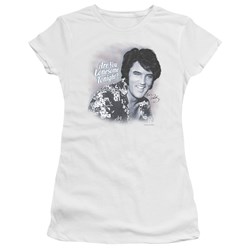 Elvis - Are You Lonesome Tonight? Juniors T-Shirt In White
