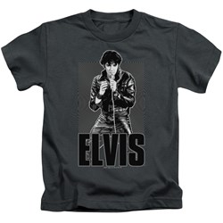 Elvis - Leather Little Boys T-Shirt In Charcoal