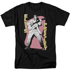 Elvis - Pink Rock Adult T-Shirt In Black