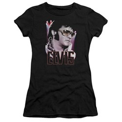 Elvis - 70's Star Juniors T-Shirt In Black