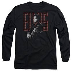 Elvis Presley - Mens Red Guitarman Long Sleeve Shirt In Black