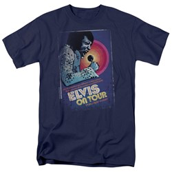 Elvis - On Tour Poster Adult T-Shirt In Navy