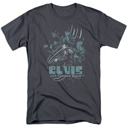 Elvis - 68 Leather Adult T-Shirt In Charcoal