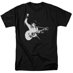 Elvis - Black & White Guitarman Adult T-Shirt In Black