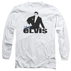 Elvis - Mens Blue Suede Long Sleeve T-Shirt