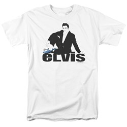 Elvis - Blue Suede Adult T-Shirt In White