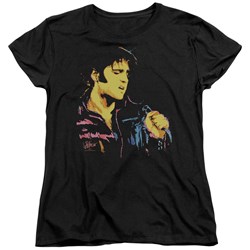 Elvis - Neon Elvis Womens T-Shirt In Black