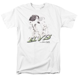 Elvis - Elvis Is A Verb Adult T-Shirt In White