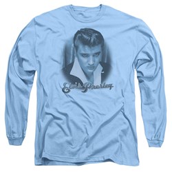 Elvis - Mens Blue Suede Fade Long Sleeve T-Shirt