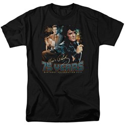 Elvis - 75 Years Adult T-Shirt In Black