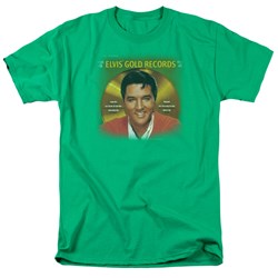 Elvis - Gold Records Adult T-Shirt In Kelly Green
