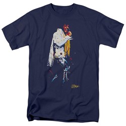 Elvis - Yellow Scarf Adult T-Shirt In Navy