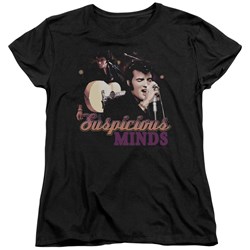 Elvis - Suspicious Minds Womens T-Shirt In Black