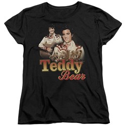 Elvis - Teddy Bear Womens T-Shirt In Black