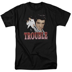 Elvis - Trouble Adult T-Shirt In Black