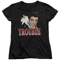 Elvis - Trouble Womens T-Shirt In Black