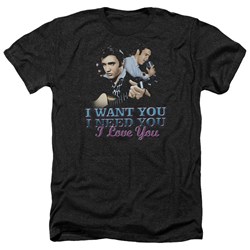 Elvis - Mens I Want You Heather T-Shirt