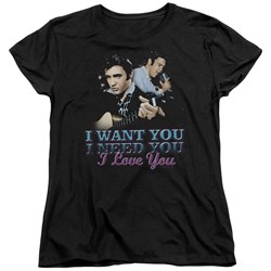 Elvis - I Want You Womens T-Shirt In Black