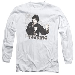 Elvis Presley - Mens Fighting King Long Sleeve Shirt In White