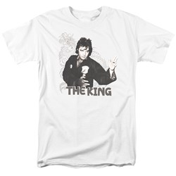 Elvis - Fighting King Adult T-Shirt In White