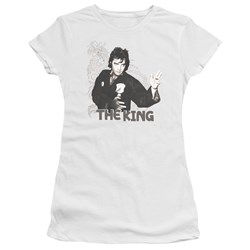 Elvis - Fighting King Juniors T-Shirt In White
