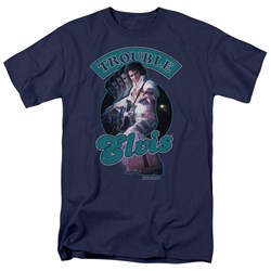 Elvis - Total Trouble Adult T-Shirt In Navy